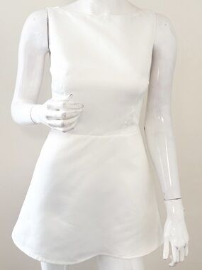 reformation aliana tweed mini dress Reformation Aliana Tweed Ivory Sleeveless Mini Dress